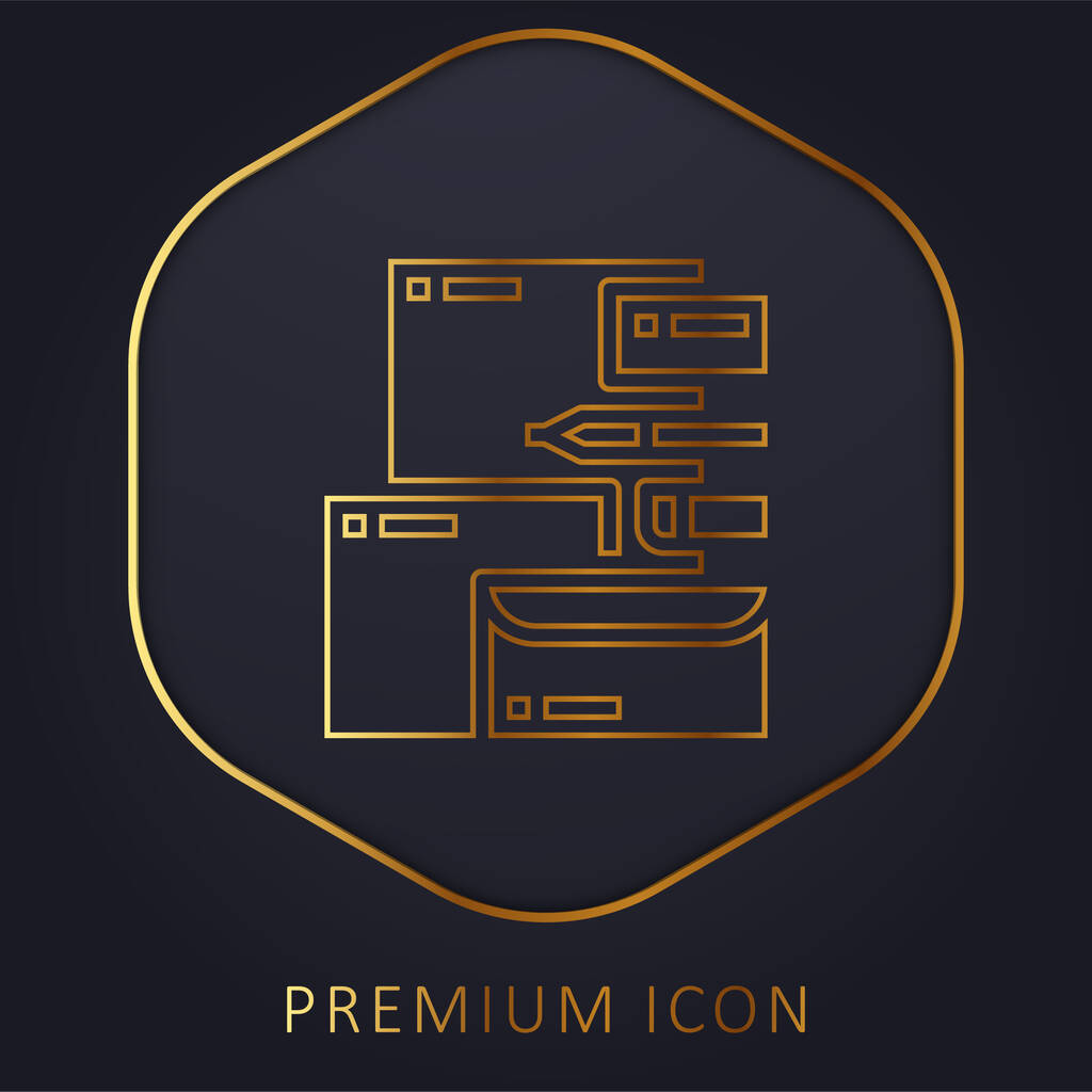 Marca Identidad línea dorada logotipo premium o icono - Vector, Imagen
