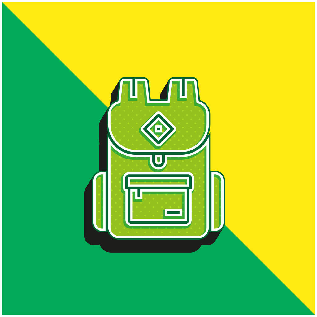 Hátizsák Zöld és sárga modern 3D vektor ikon logó - Vektor, kép