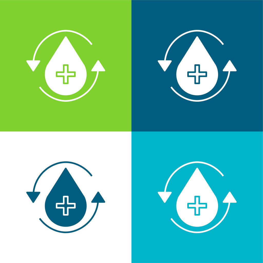 Set di icone minime a quattro colori Blood Flat - Vettoriali, immagini