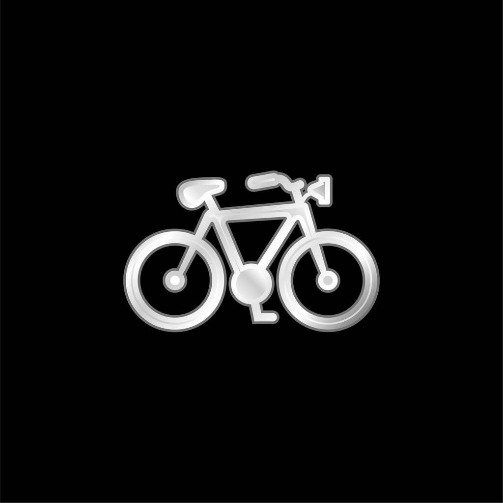 自転車形状銀メッキ金属アイコン - ベクター画像
