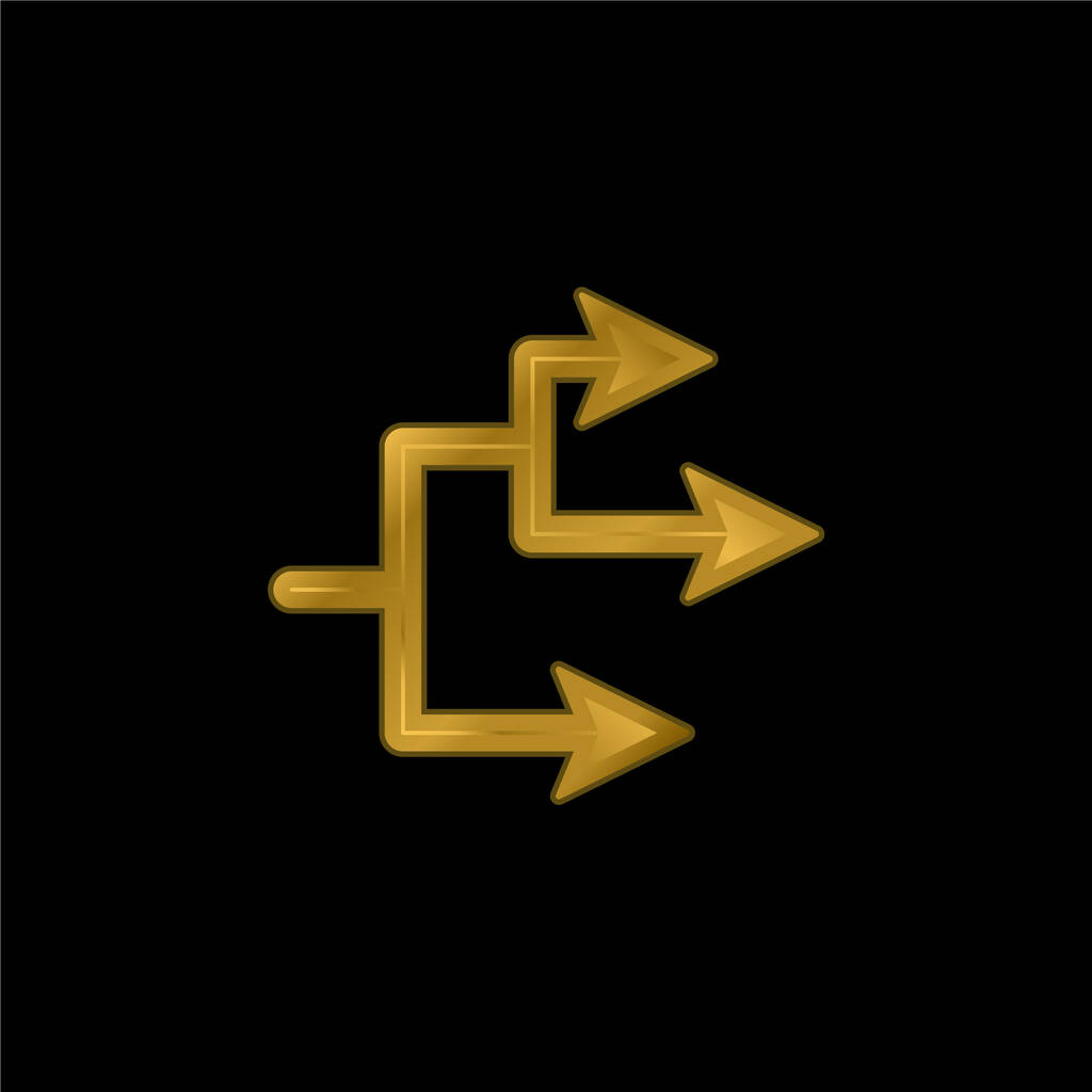 Flecha de conexión chapado en oro icono metálico o logo vector - Vector, imagen