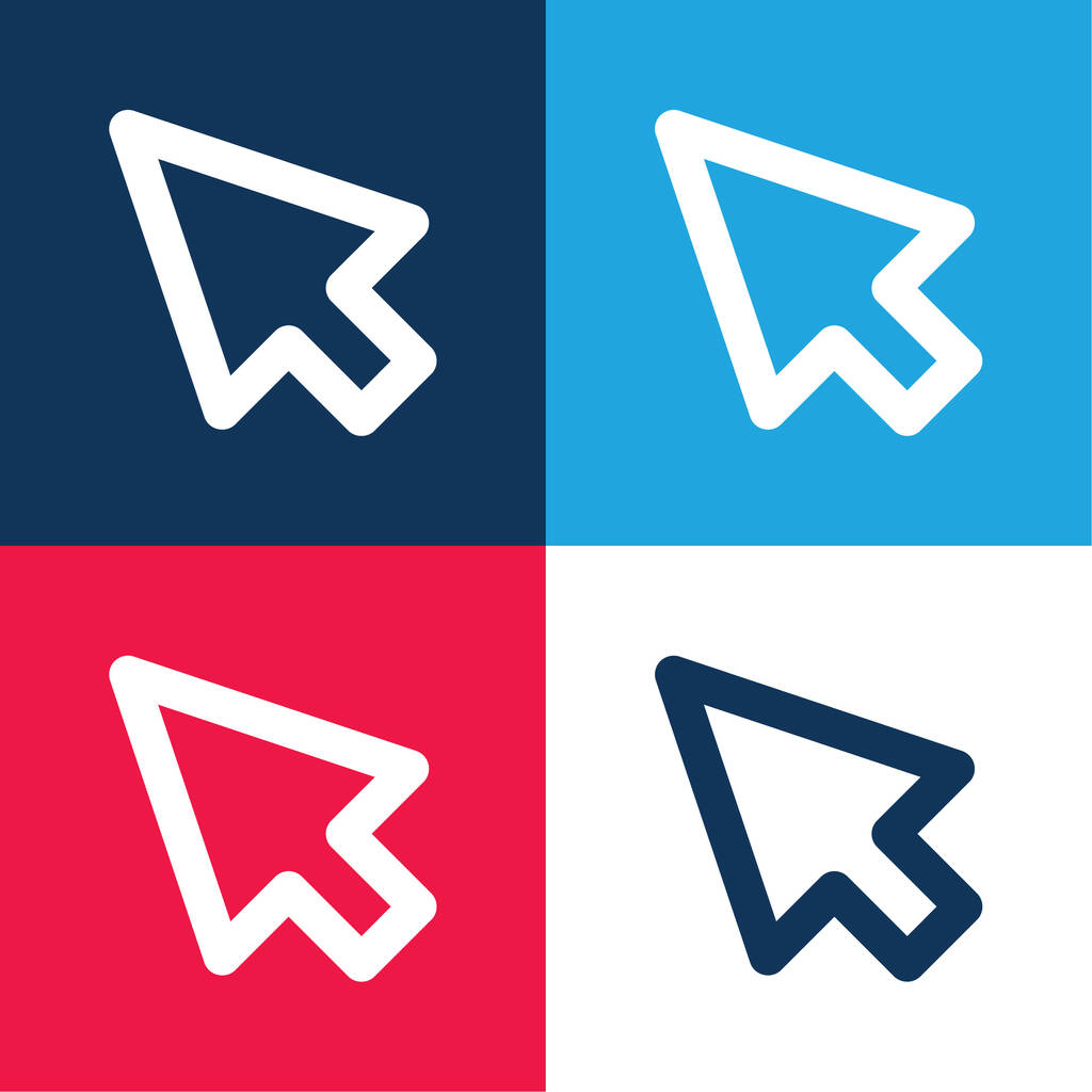 Arrow blue and red four color minimal icon set - Vector, Image