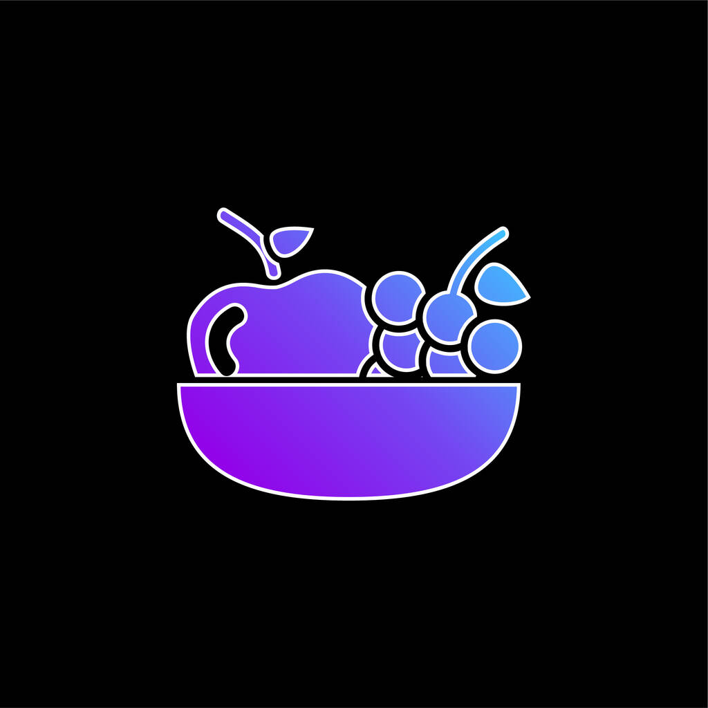 Apfel und Trauben auf einer Schüssel blaues Gradientenvektorsymbol - Vektor, Bild