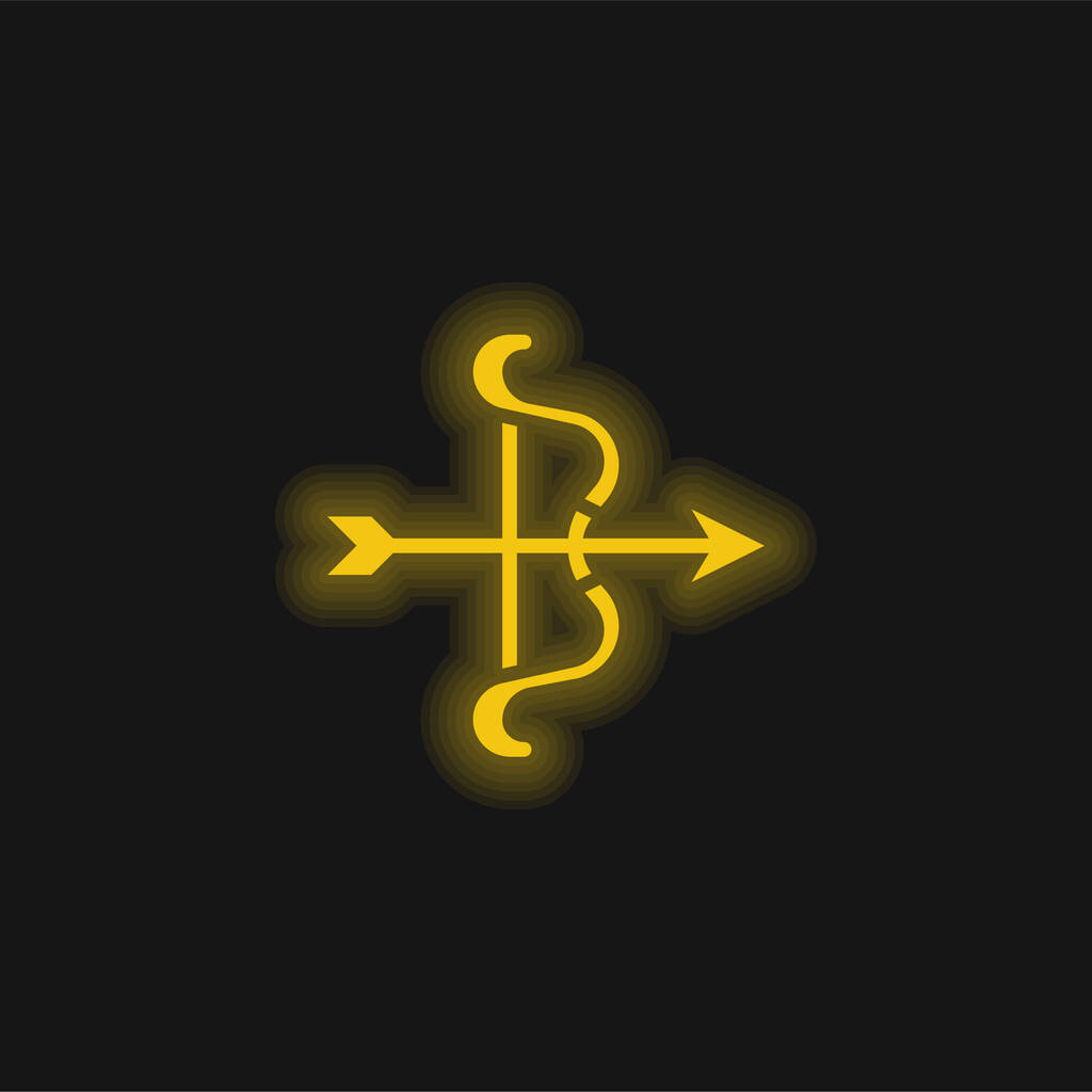 Keula keltainen hehkuva neon kuvake - Vektori, kuva