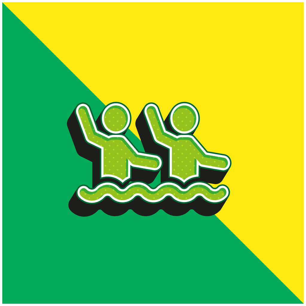 Aqua Gym Zelená a žlutá moderní 3D vektorové logo ikony - Vektor, obrázek