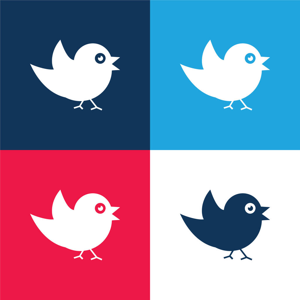 Bird Of Black Feathers kék és piros négy szín minimális ikon készlet - Vektor, kép