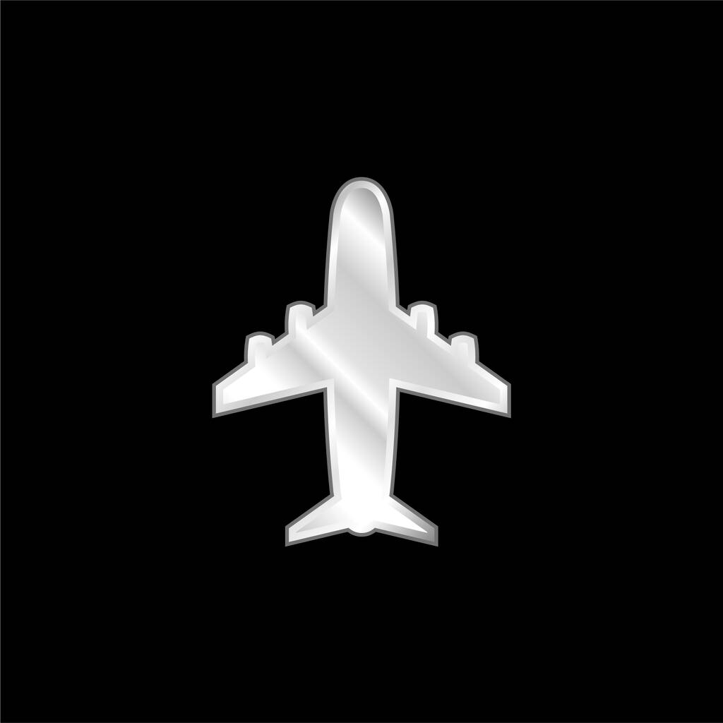 Verzilverd metalen pictogram in het vliegtuig - Vector, afbeelding
