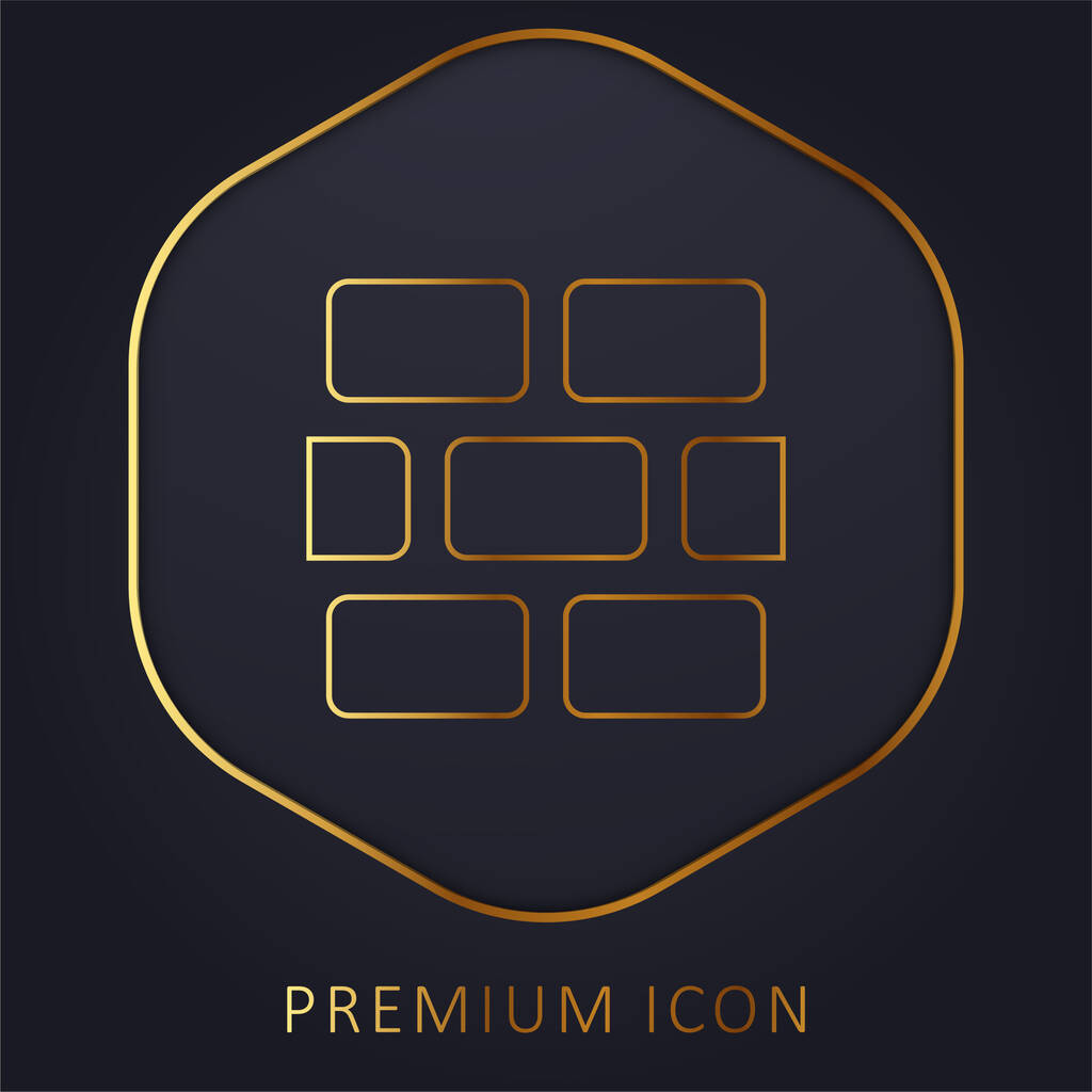 Brickwall línea de oro logotipo premium o icono - Vector, Imagen