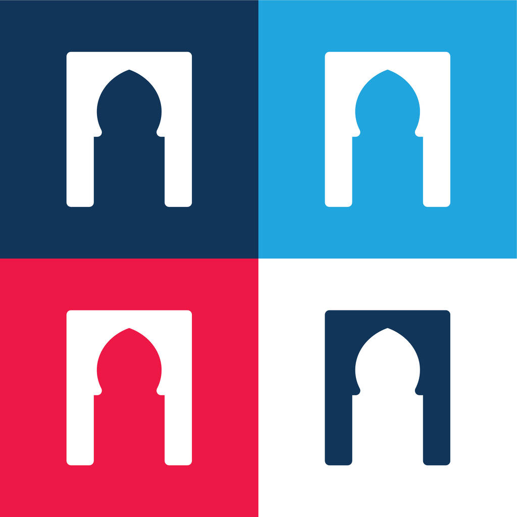 Arch blue und red four color minimal icon set - Vektor, Bild