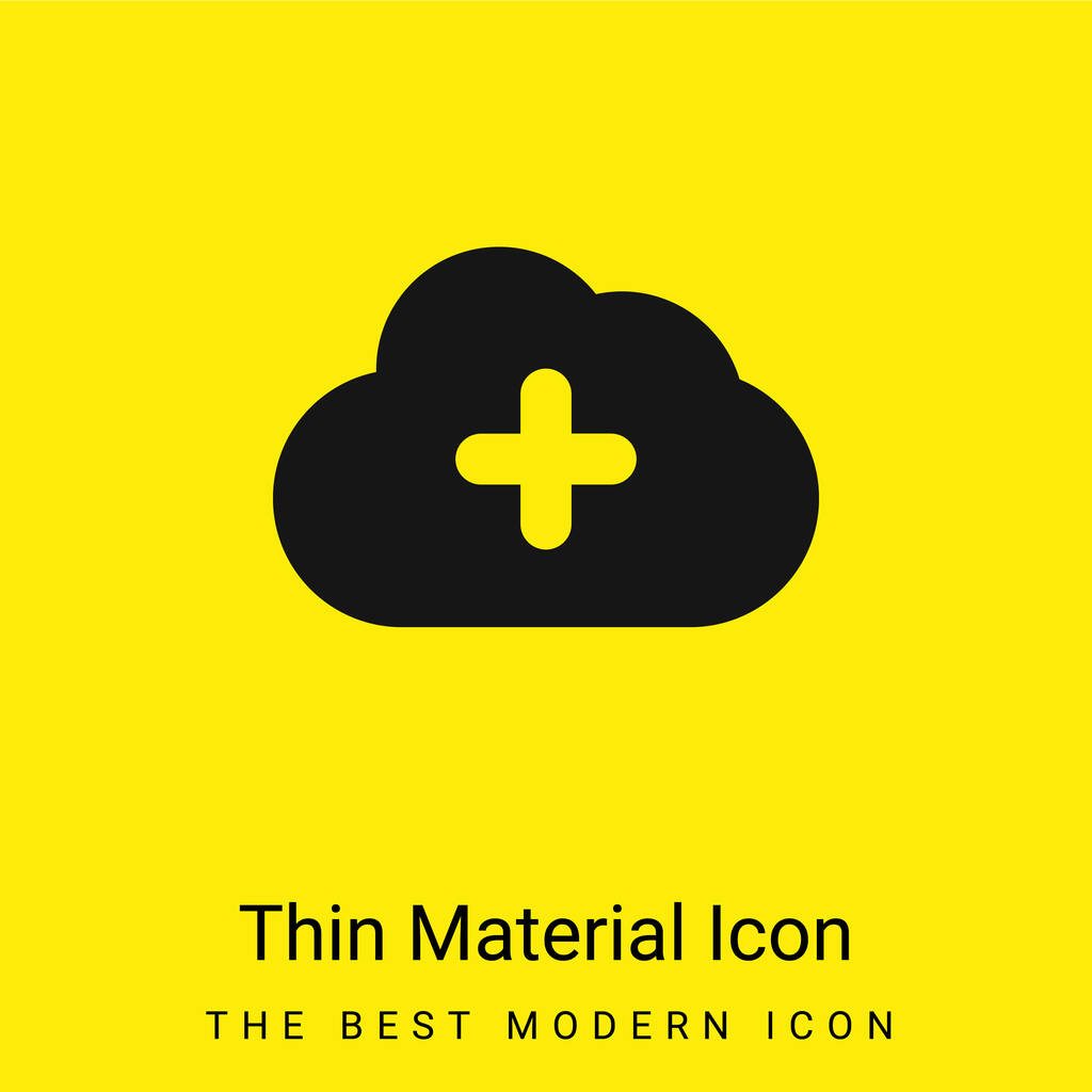 Add To Cloud minimal bright yellow material icon - Vector, Image