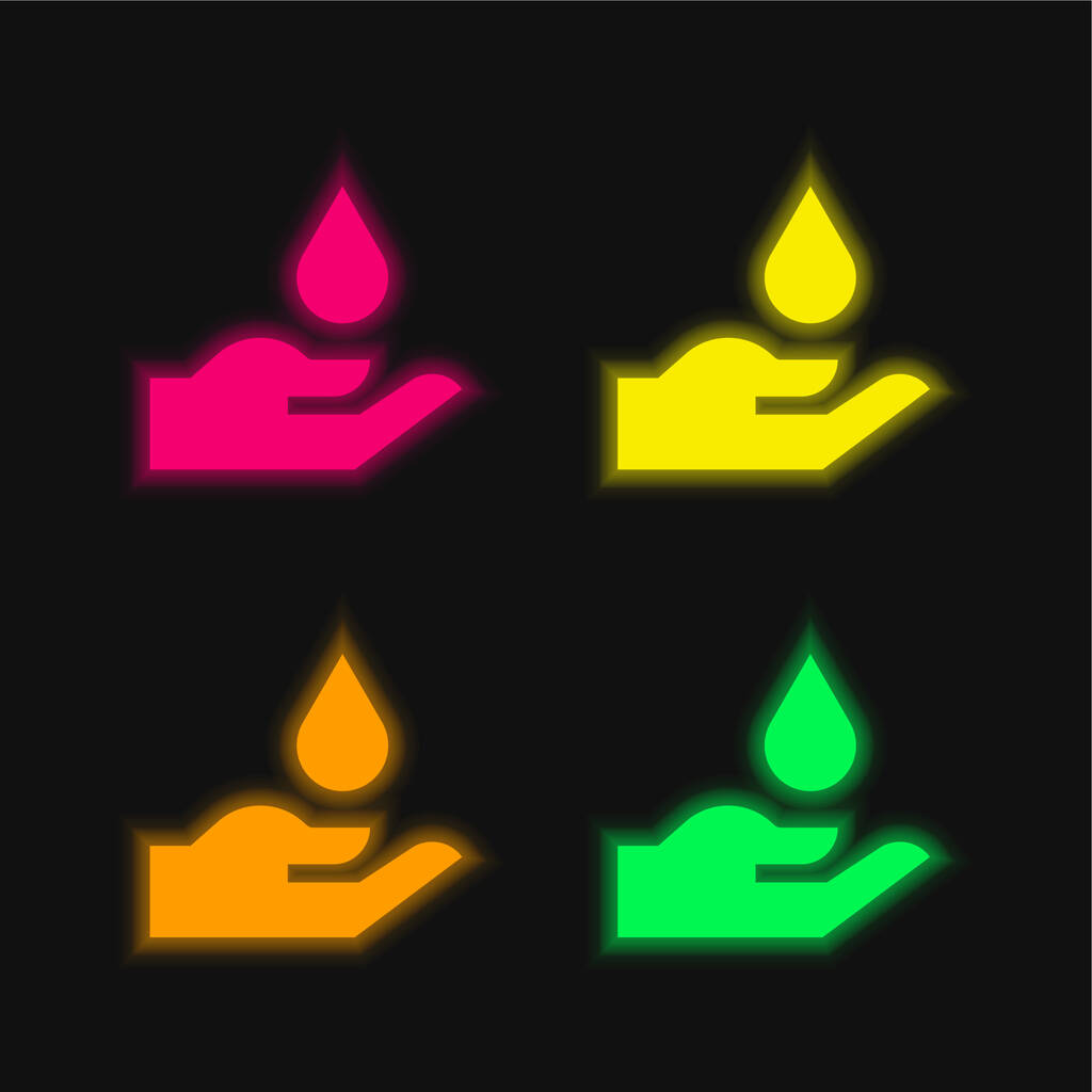 Blut vier Farbe leuchtenden Neon-Vektor-Symbol - Vektor, Bild