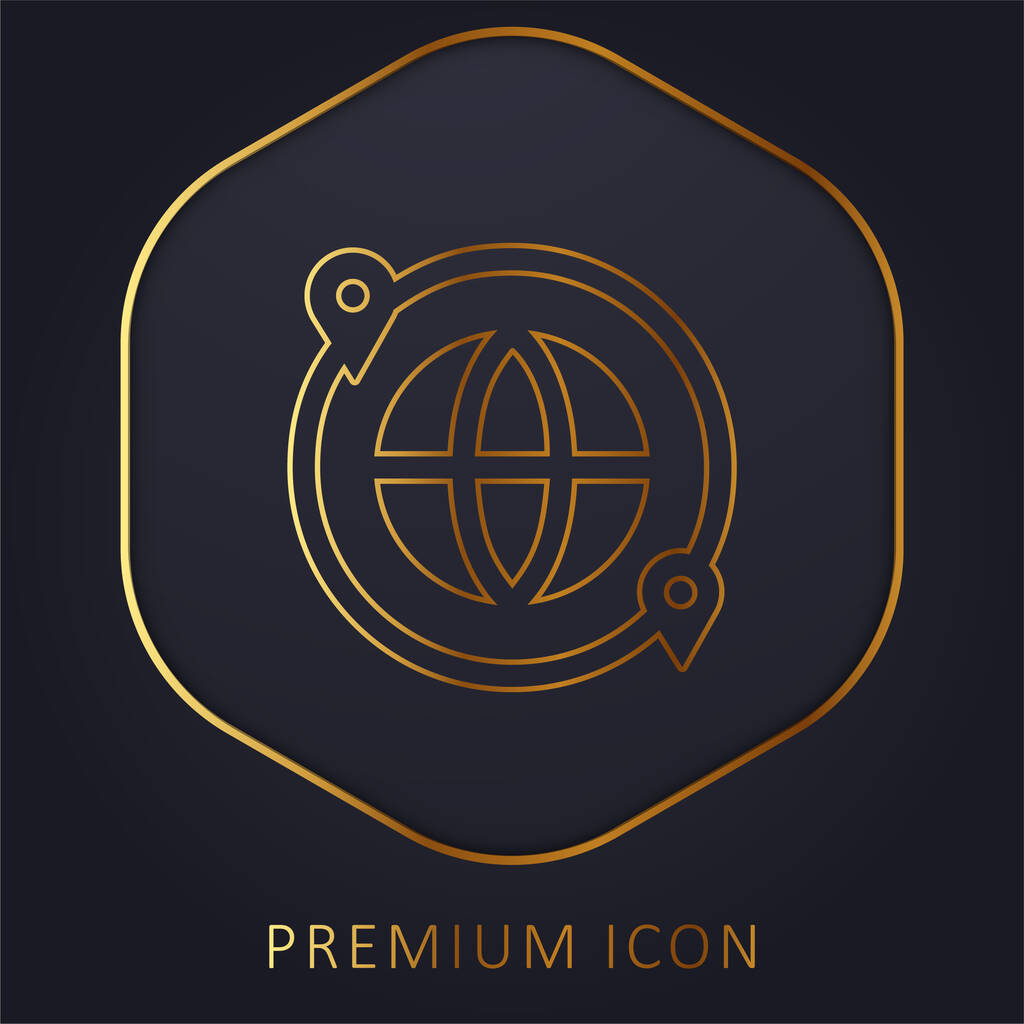 Rond de wereld gouden lijn premium logo of pictogram - Vector, afbeelding