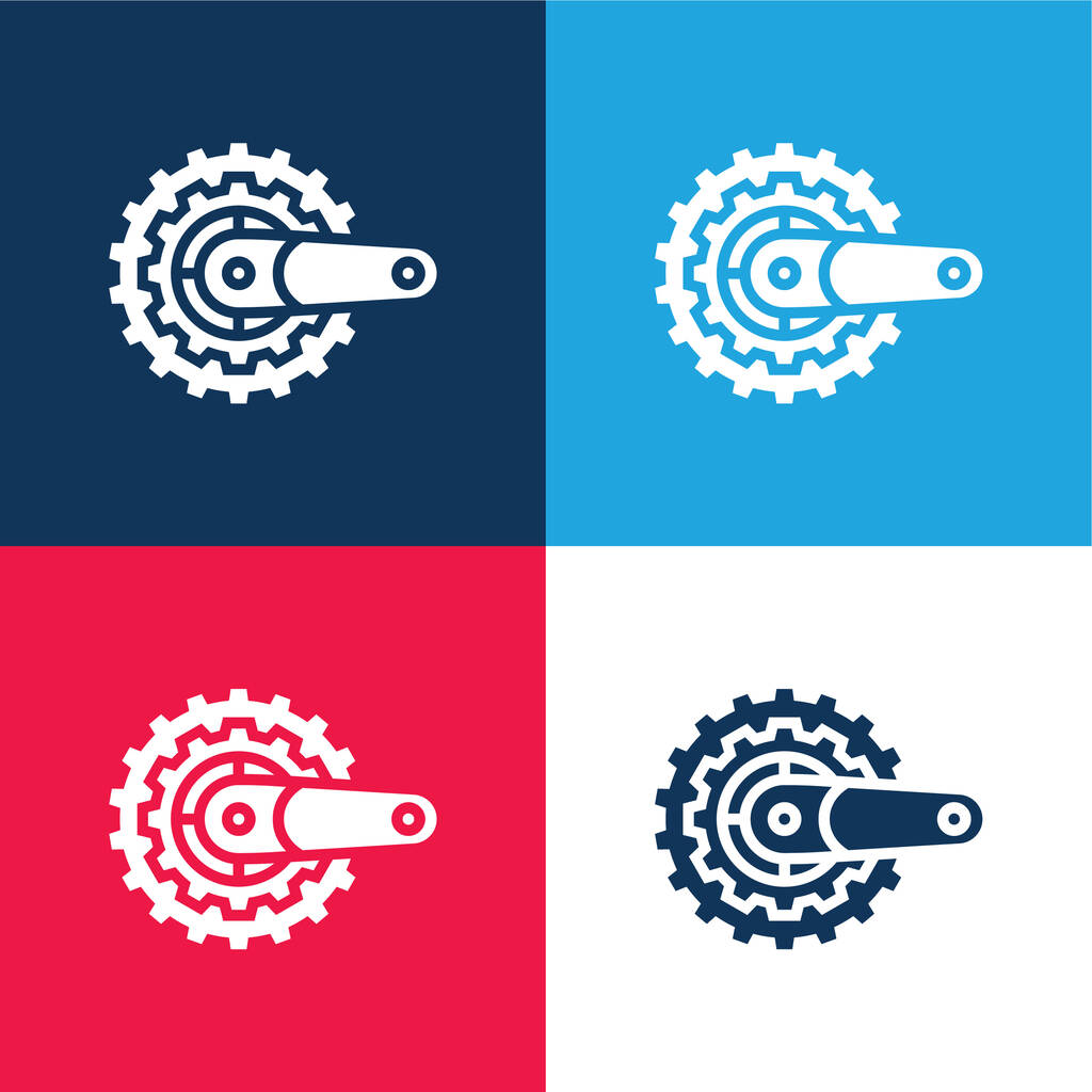 Bike niebieski i czerwony zestaw czterech kolorów minimalny zestaw ikon - Wektor, obraz