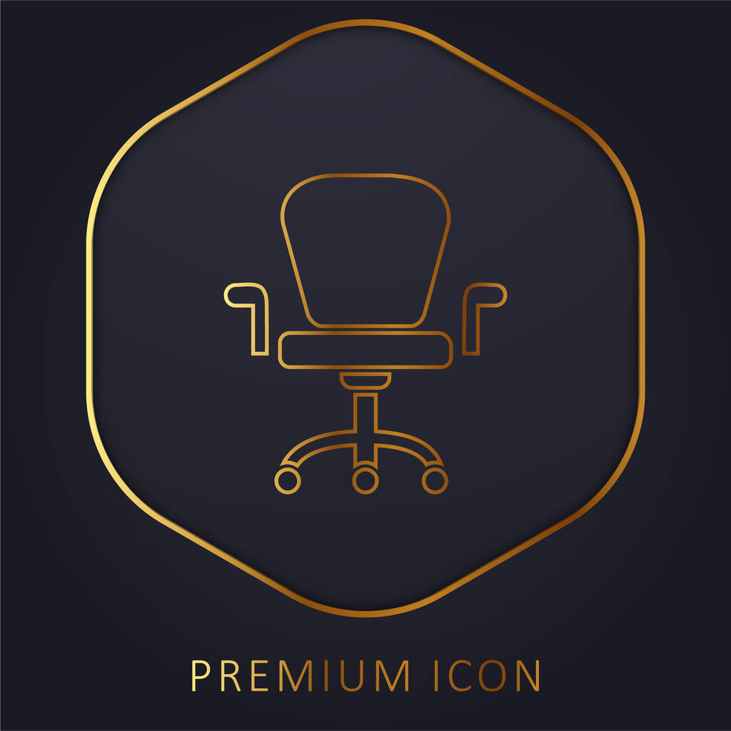 Armchair With Wheels Of Studio Furniture golden line premium logo or icon - Vector, Image