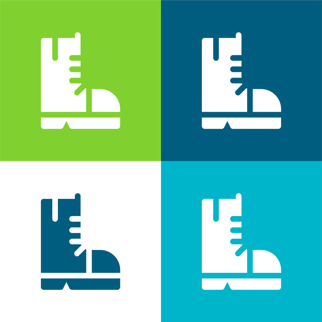 Boots Flache vier Farben minimales Symbol-Set - Vektor, Bild