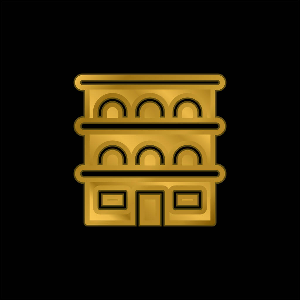 Apartment gold plated metalic icon or logo vector - Vector, Image