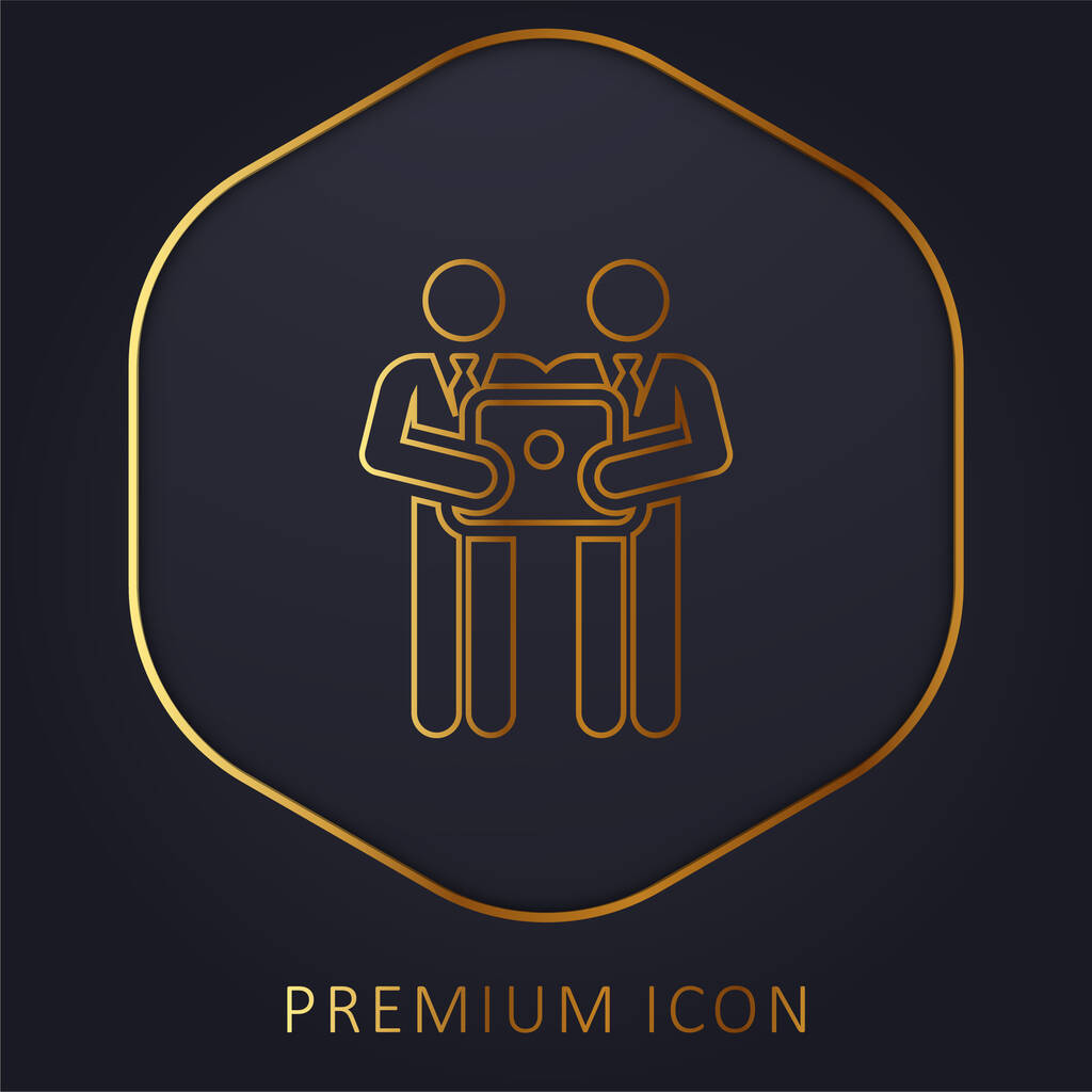 Lluvia de ideas línea dorada logotipo premium o icono - Vector, Imagen