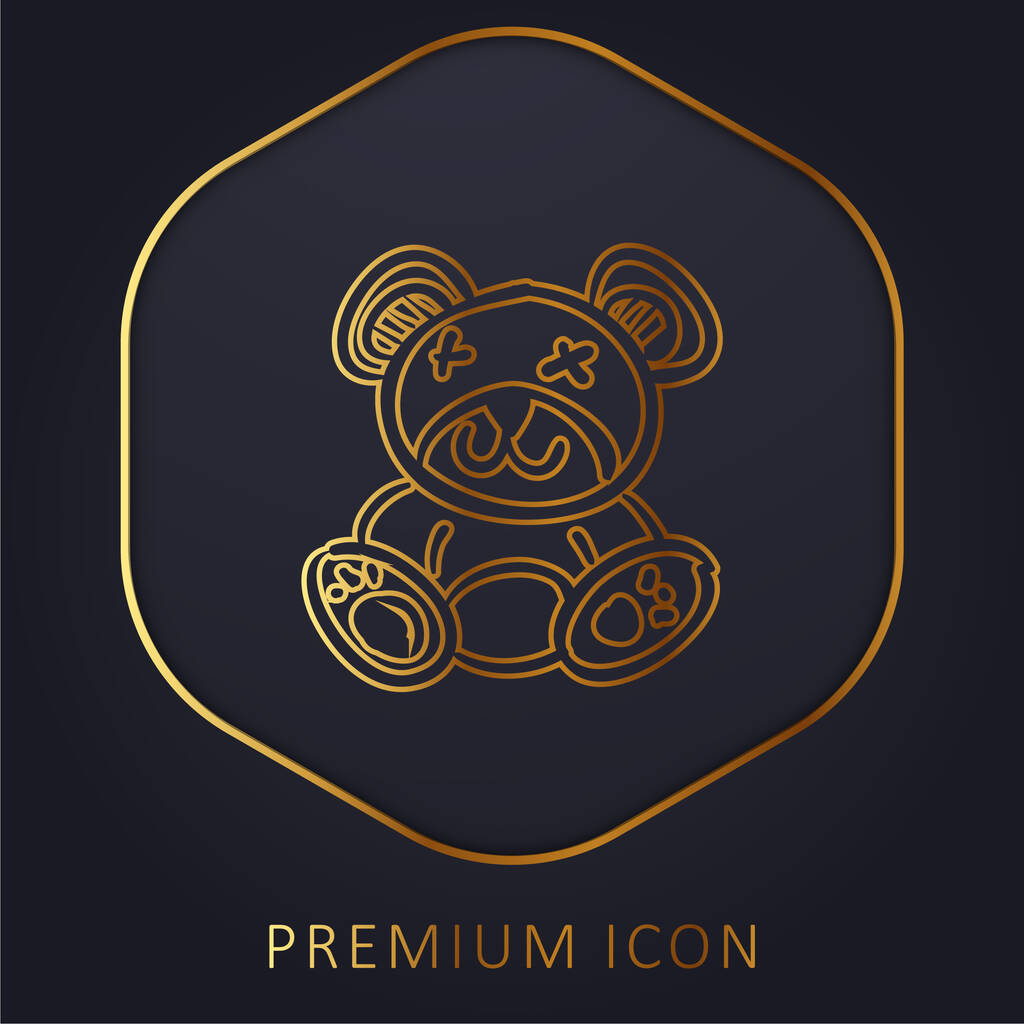 Oso de juguete de línea dorada logotipo premium o icono - Vector, imagen