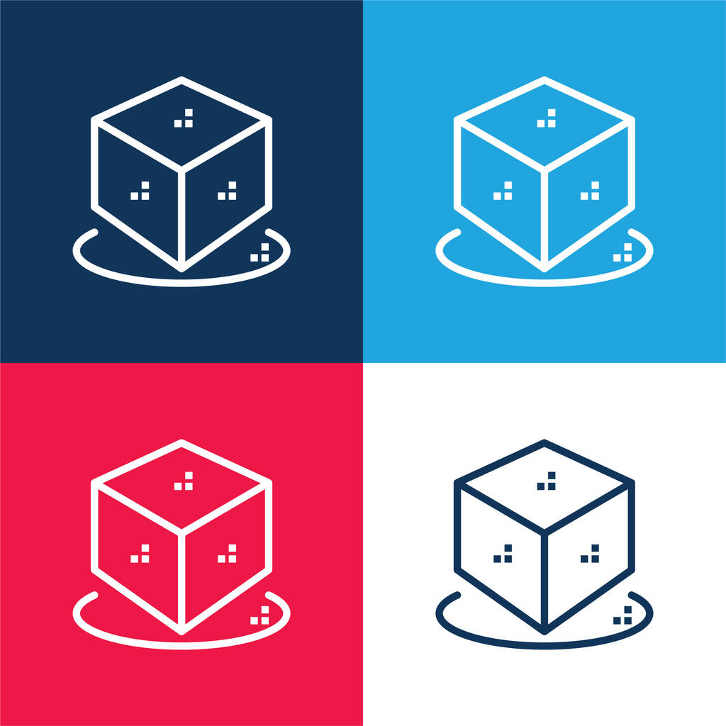 3d blu e rosso quattro colori set di icone minime - Vettoriali, immagini