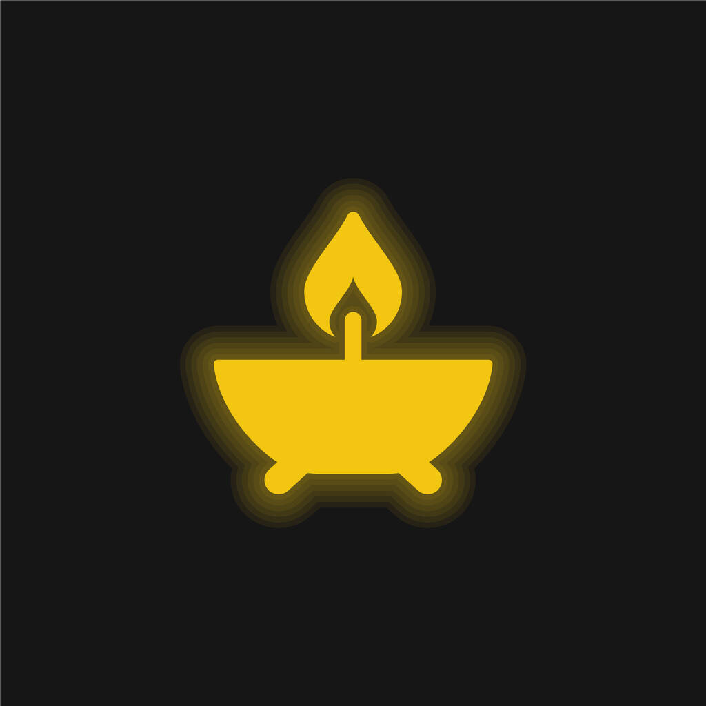 Aromaterapia amarillo brillante icono de neón - Vector, Imagen