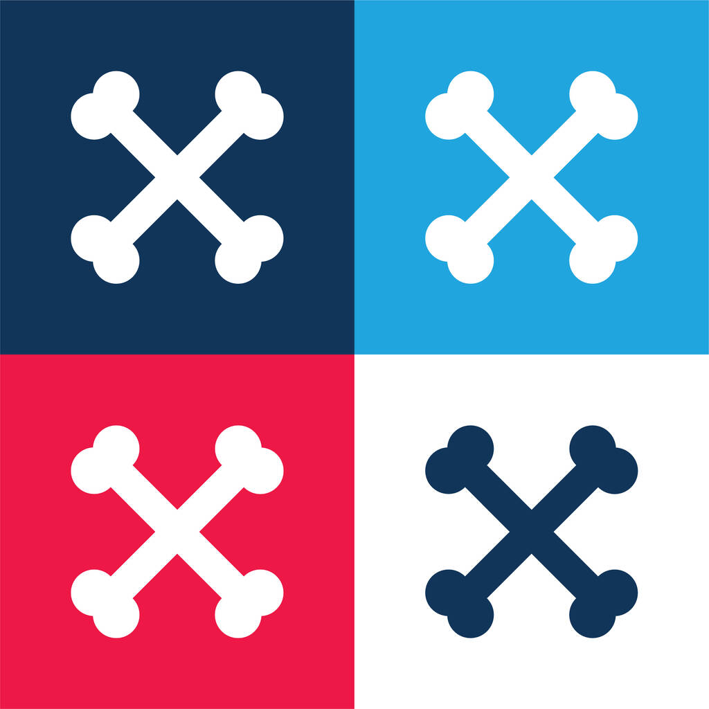 Os Traversé bleu et rouge quatre couleurs minimum jeu d'icônes - Vecteur, image