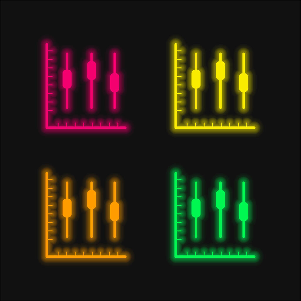 ボックスプロットグラフィック4色の輝くネオンベクトルアイコン - ベクター画像