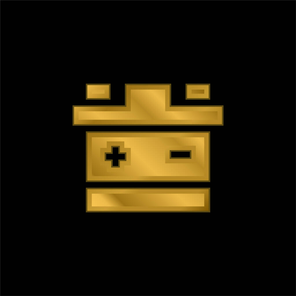 Batería chapado en oro icono metálico o vector de logotipo - Vector, Imagen