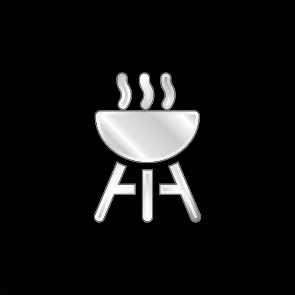 Barbecue silver plated metallic icon - Vector, Image