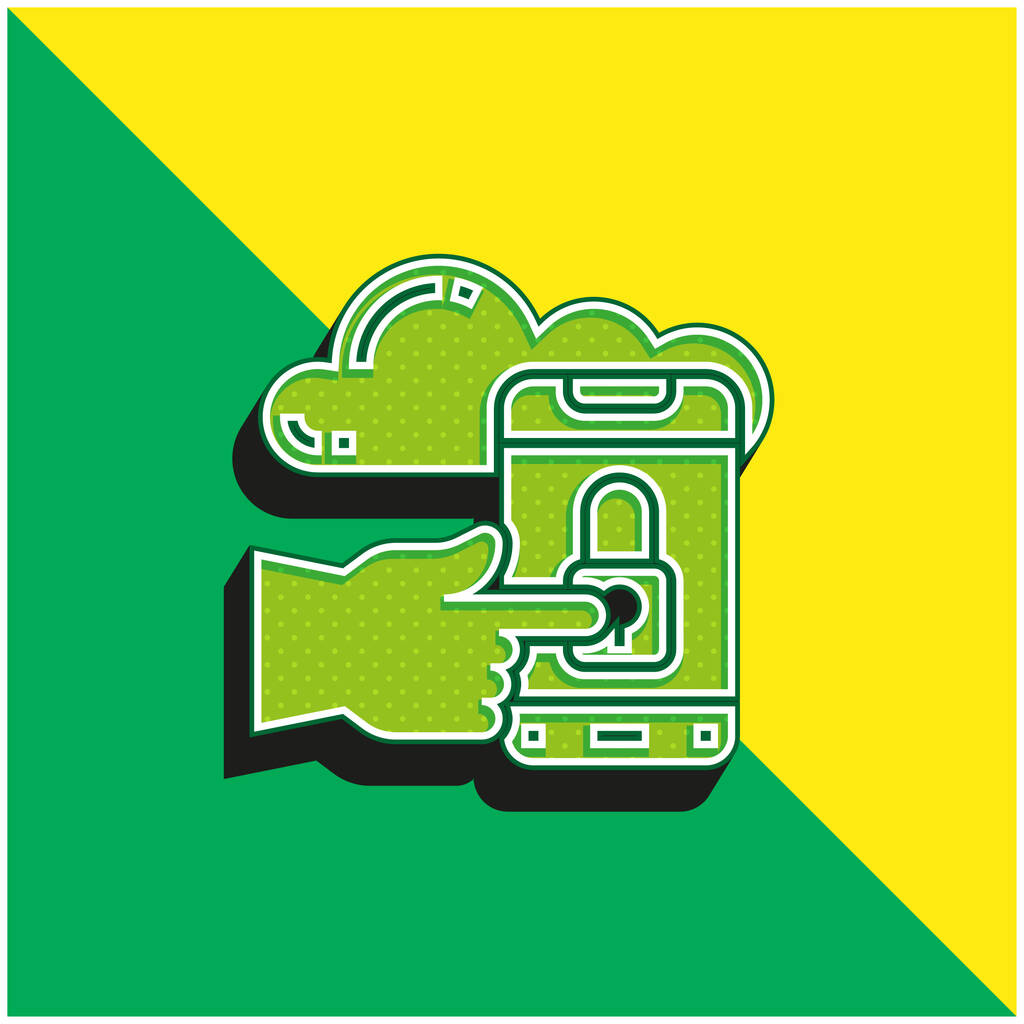 Hozzáférés Zöld és sárga modern 3D vektor ikon logó - Vektor, kép