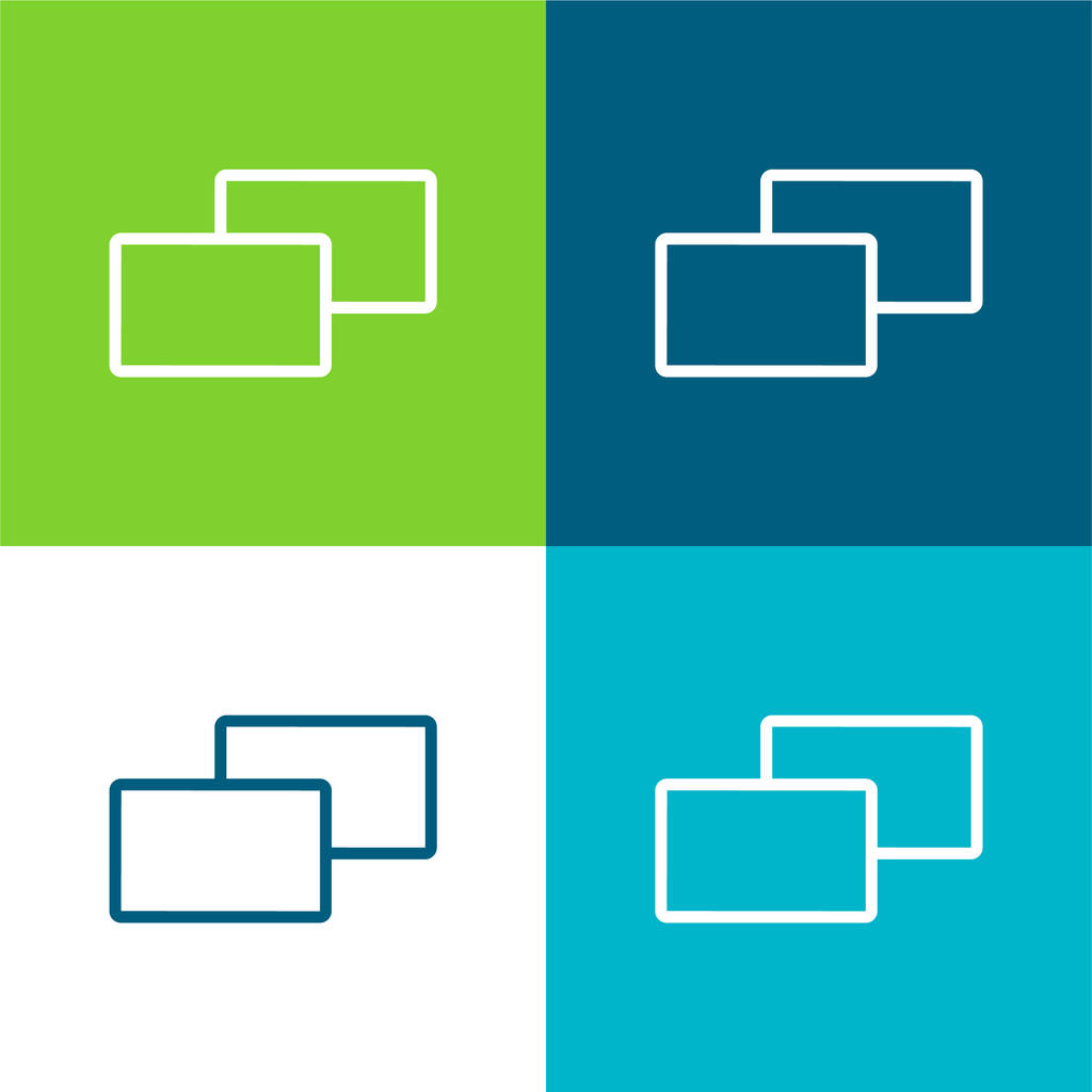 2 Quadrate Flache vier Farben minimaler Symbolsatz - Vektor, Bild