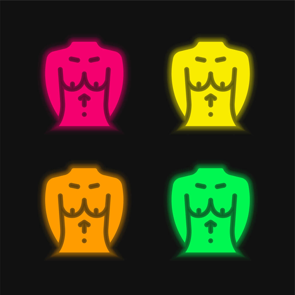 Символ светящегося неонового вектора груди - Вектор,изображение