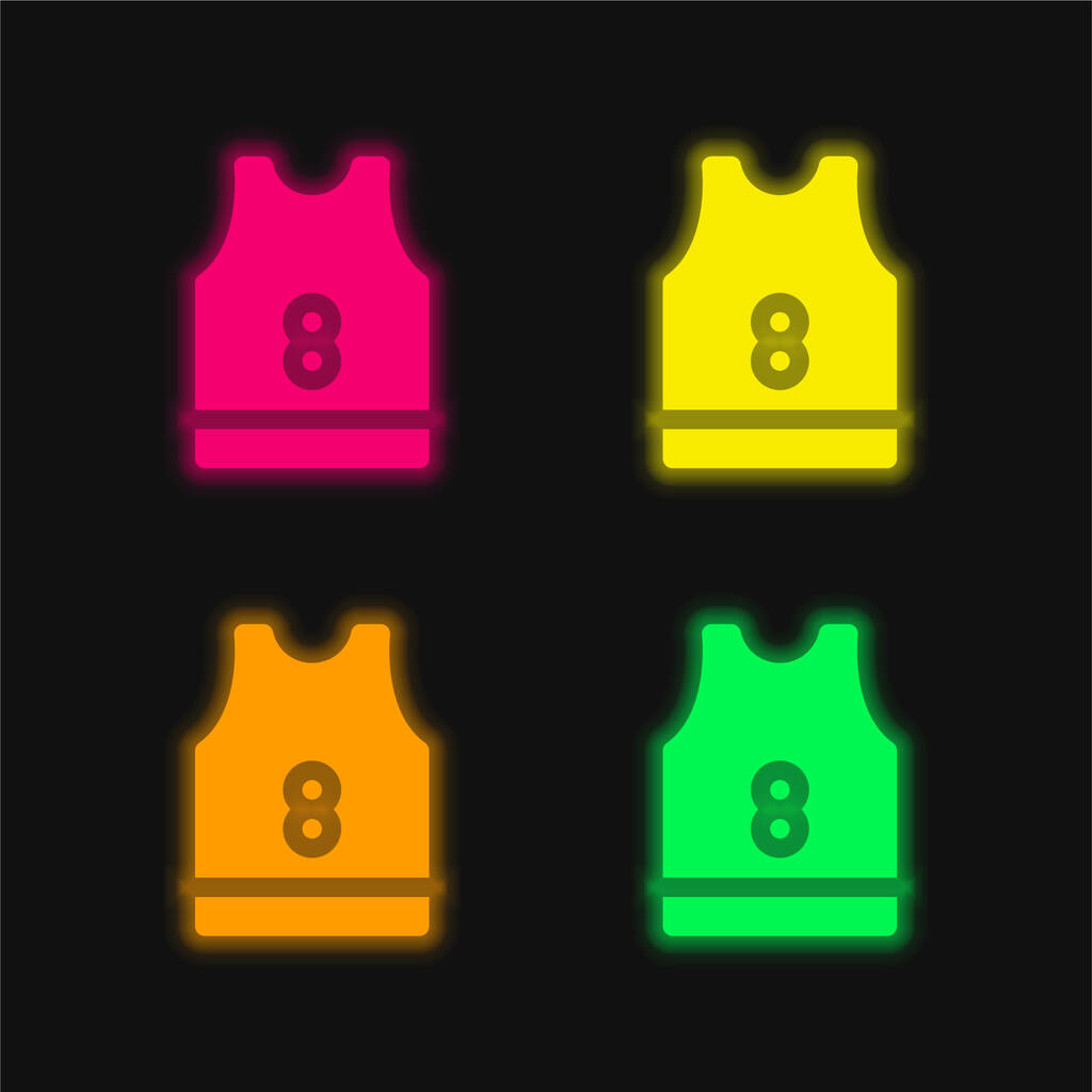 Basketball-Trikot vier Farben leuchtenden Neon-Vektor-Symbol - Vektor, Bild