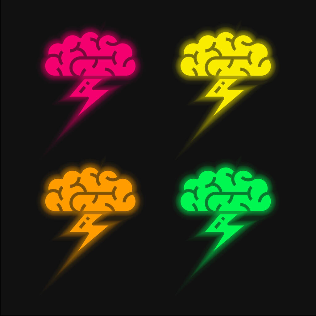 Aivoriihi neljä väriä hehkuva neon vektori kuvake - Vektori, kuva