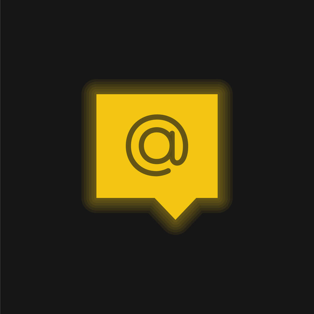Addres Mensagem amarelo brilhante ícone de néon - Vetor, Imagem