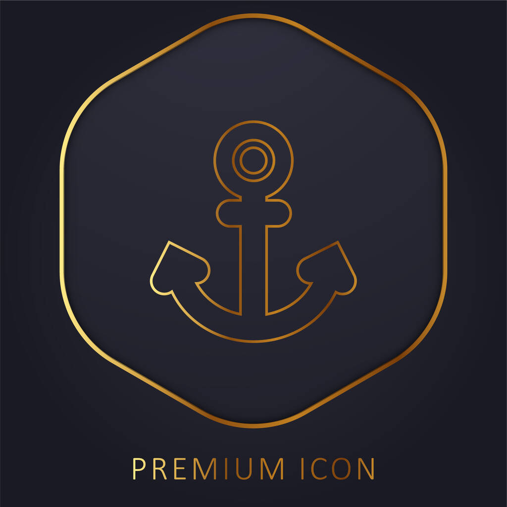 Anchor Tattoo golden line premium logo or icon - Vector, Image