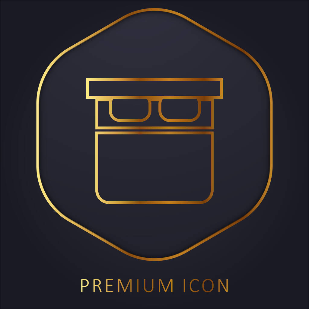 Caixa com etiquetas e listra linha dourada logotipo premium ou ícone - Vetor, Imagem