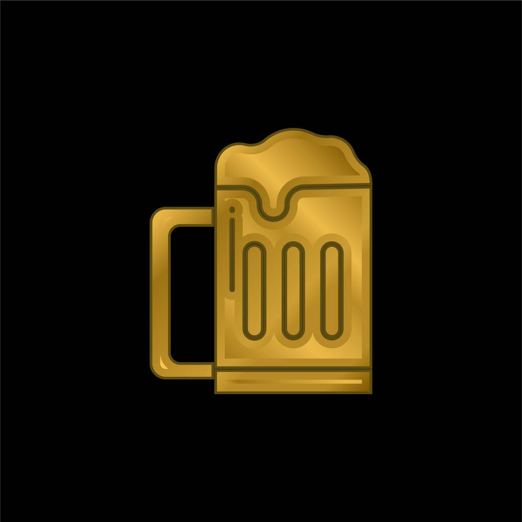 Cerveza chapado en oro icono metálico o logo vector - Vector, Imagen
