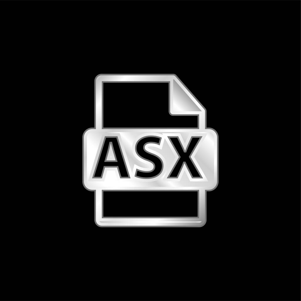 ASX Formato de archivo Symbol silver plated metallic icon - Vector, Imagen