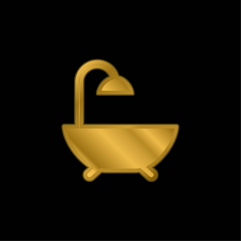 Kylpy kullattu metallinen kuvake tai logo vektori - Vektori, kuva