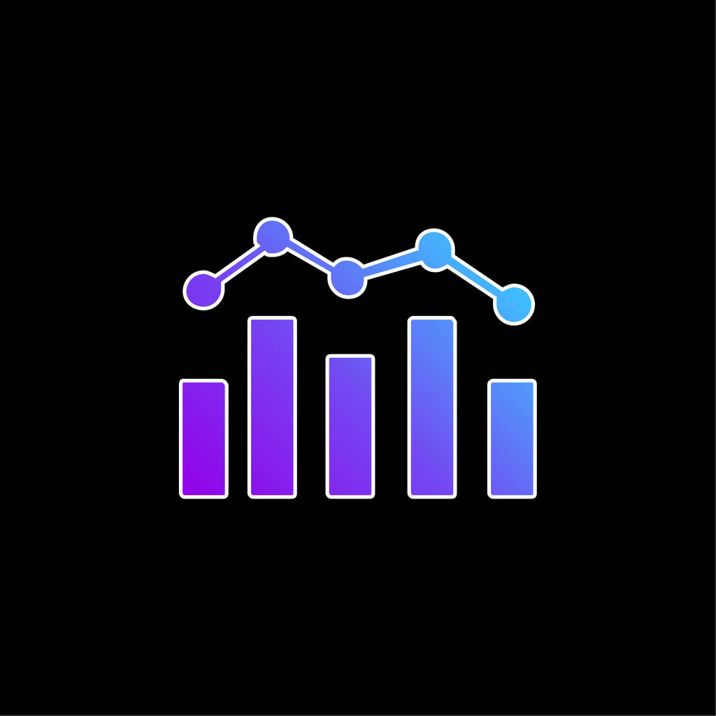 Bar Chart And Polyline blue gradient vector icon - Vector, Image