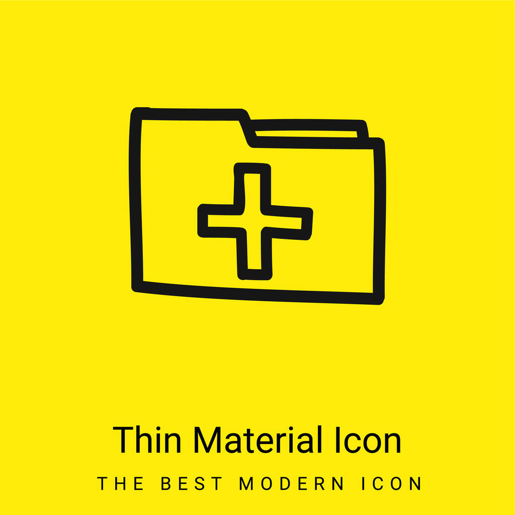 Adicionar o símbolo de interface desenhado à mão da pasta ícone de material amarelo brilhante mínimo - Vetor, Imagem
