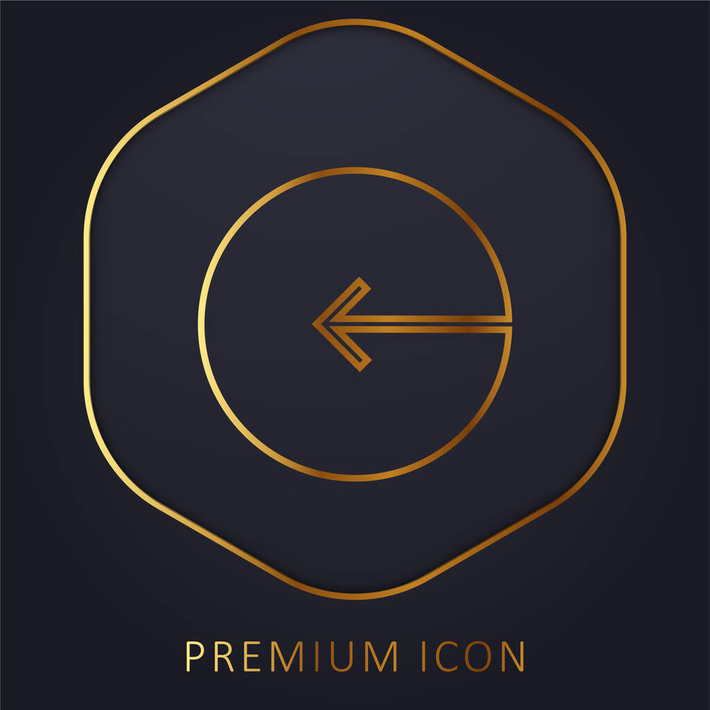 Βέλος που δείχνει αριστερά κυκλικό κουμπί χρυσή γραμμή πριμοδότηση λογότυπο ή εικονίδιο - Διάνυσμα, εικόνα