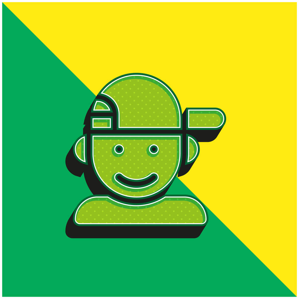 Ragazzo Logo icona vettoriale 3D moderna verde e gialla - Vettoriali, immagini