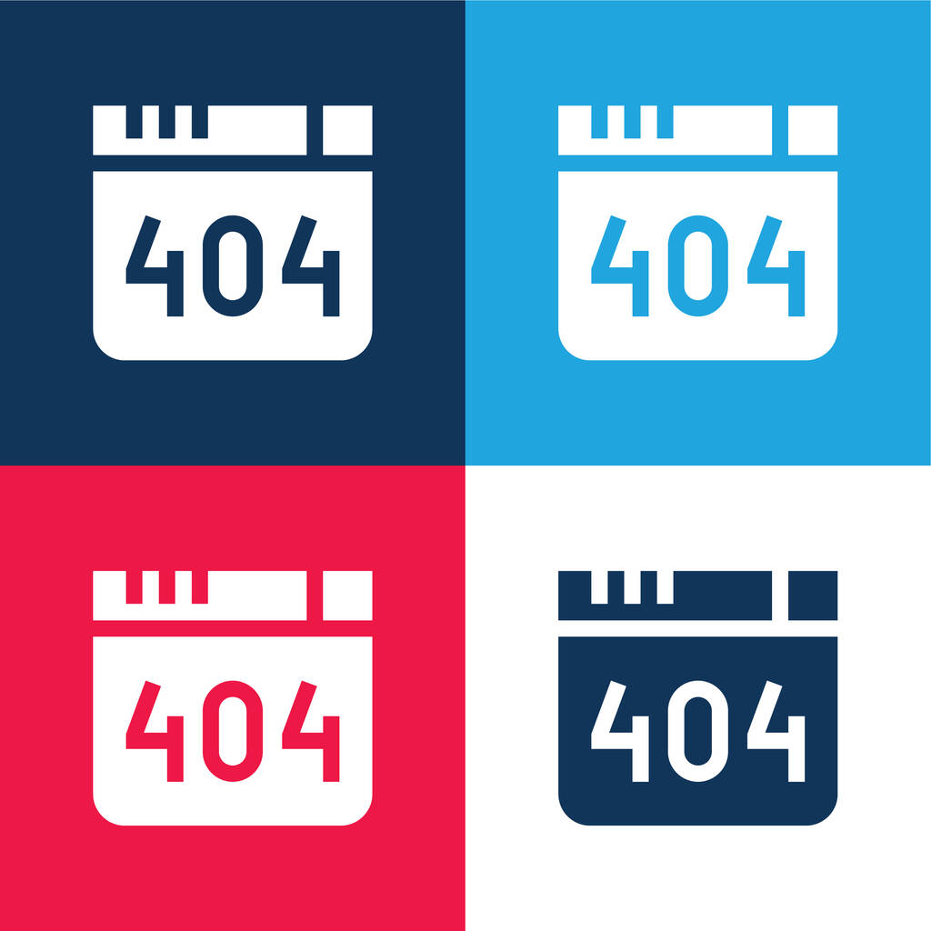 404 Ошибка синий и красный четыре цвета минимальный набор значков - Вектор,изображение