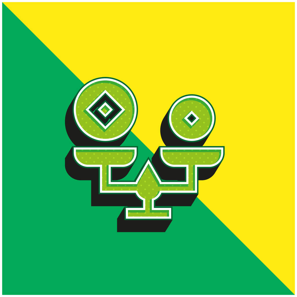 Equilíbrio Verde e amarelo moderno logotipo do ícone do vetor 3d - Vetor, Imagem