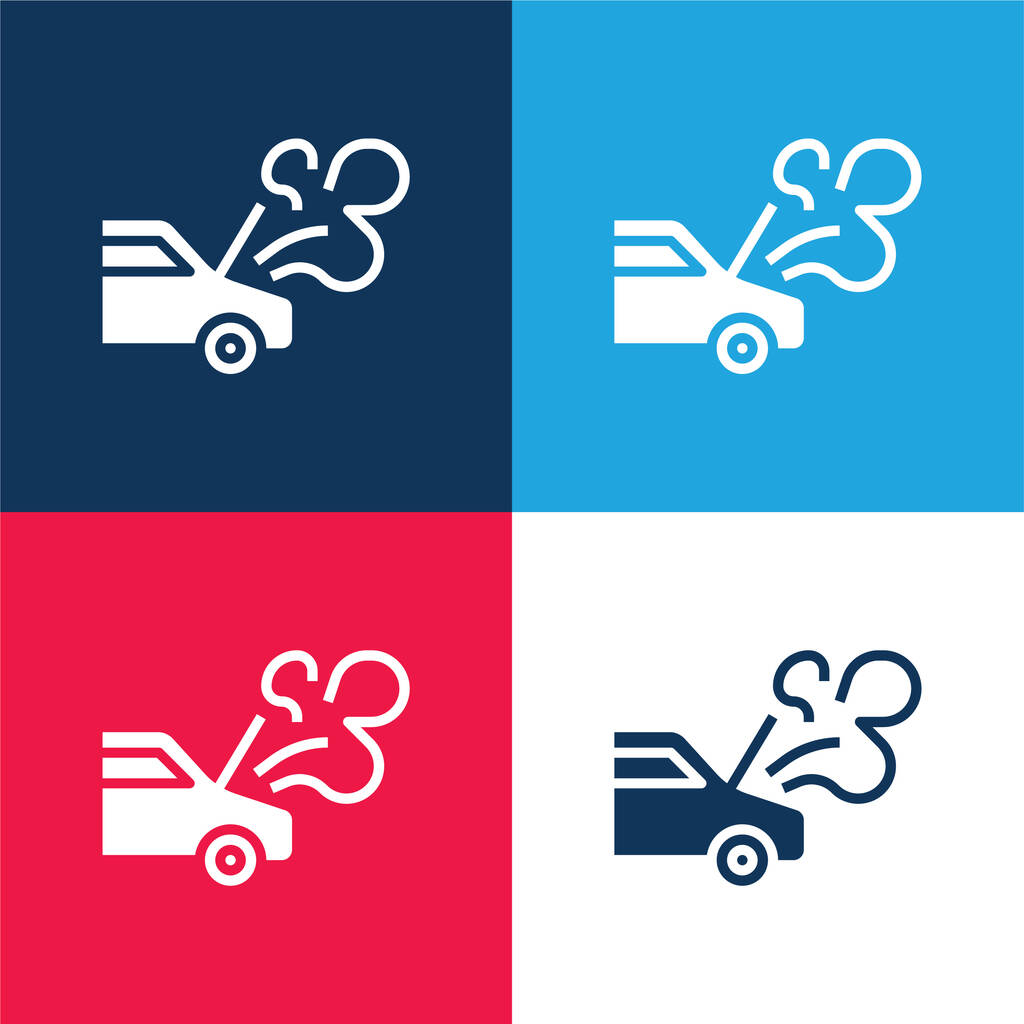 Rozdělení modré a červené čtyři barvy minimální ikona nastavena - Vektor, obrázek