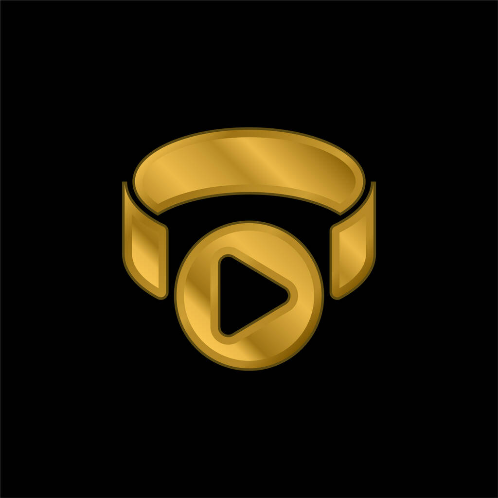 3d Viewer gold plated metalic icon or logo vector - Vector, Image