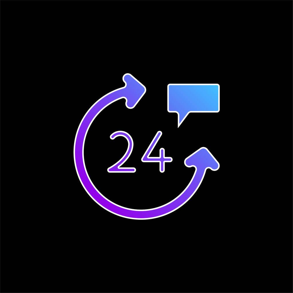 24 Hours blue gradient vector icon - Vector, Image