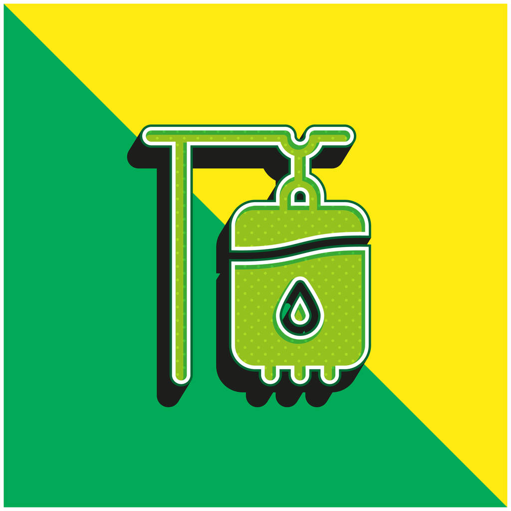 Transfuzja krwi Zielone i żółte nowoczesne logo wektora 3D - Wektor, obraz