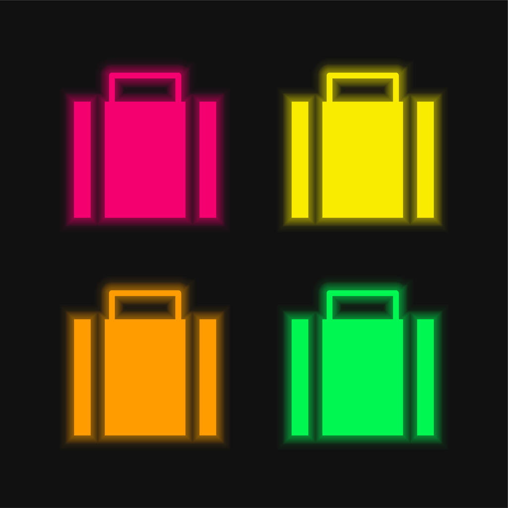Cartella quattro colori luminosi icona vettoriale al neon - Vettoriali, immagini